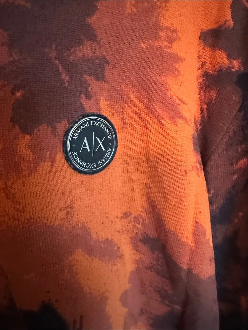 A/X Armani Exchange Orange & Black Tie-Dye Crewneck